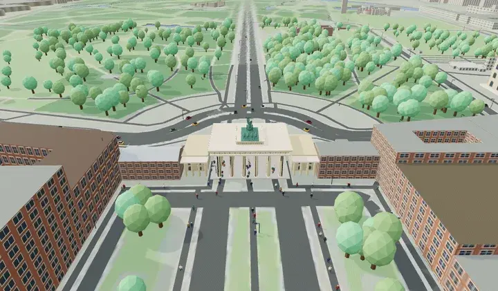 Static 3D preview of Berlin in illustrative clear weather.
