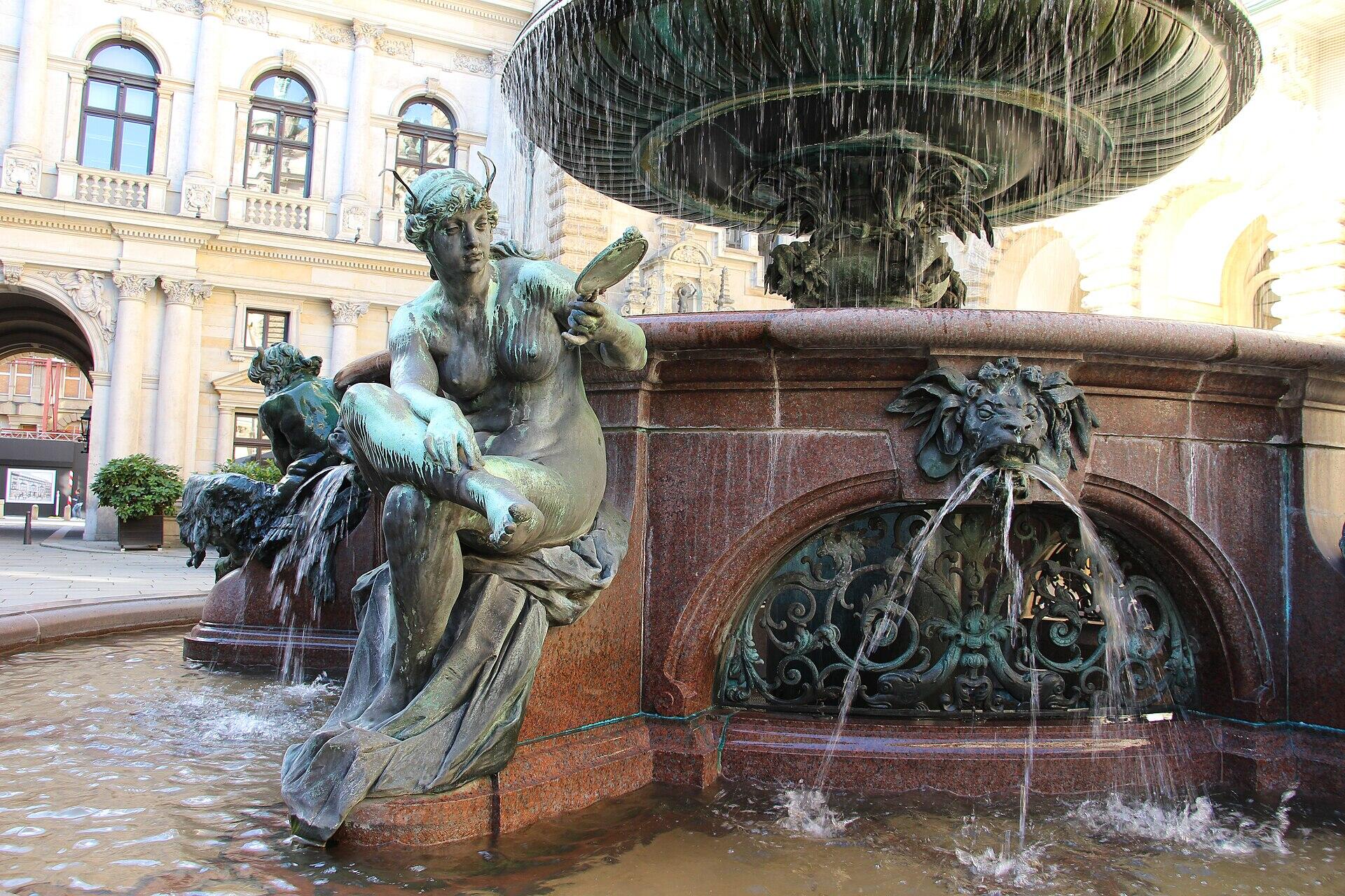 Fountain sculptures in the courtyard of Hamburg Town Hall.
