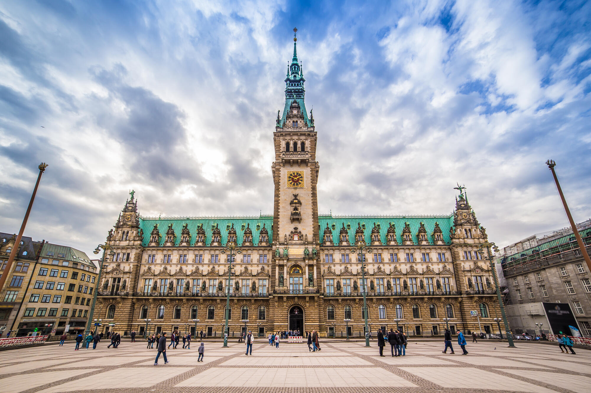 Clouds above Hamburg Town Hall Square.