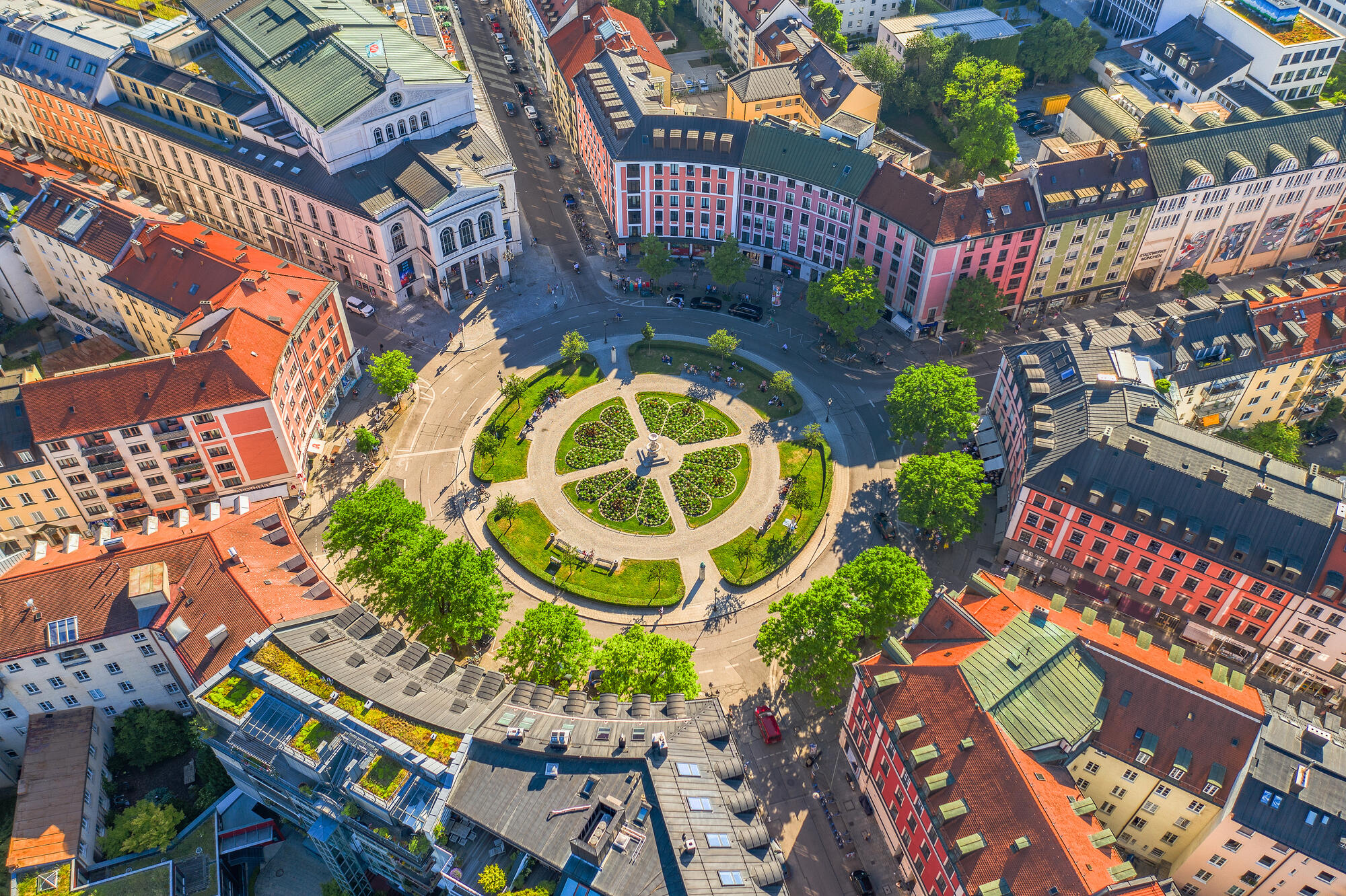 Bird’s-eye view of Munich’s Gärtnerplatz.
