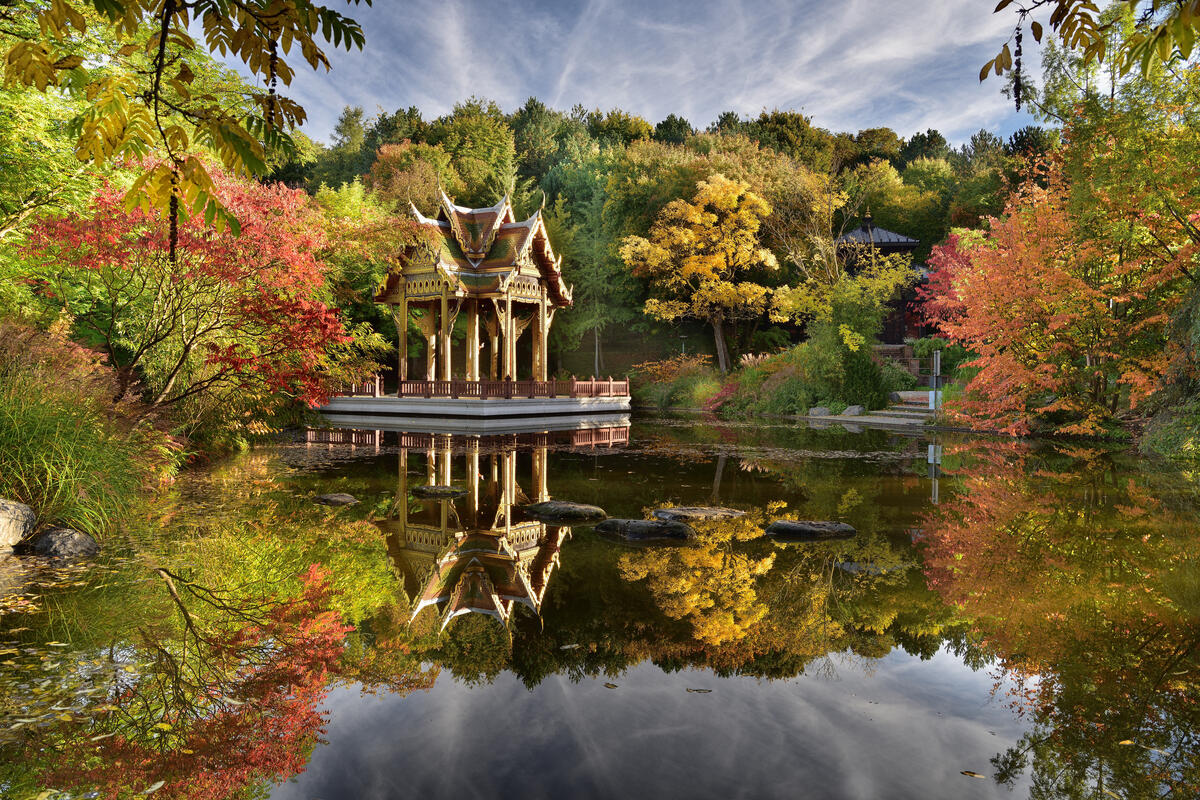 Autumn colours around the Thai Sala in Munich’s Westpark.