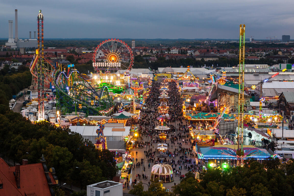Munich’s Oktoberfest at dusk.