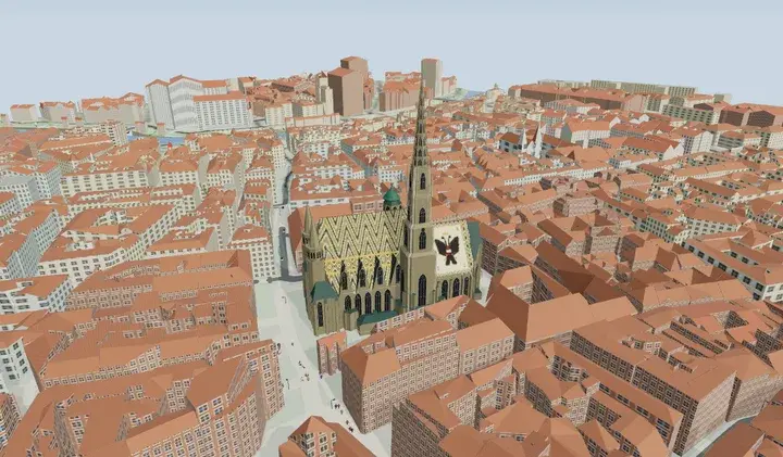 Static 3D preview of Vienna in illustrative clear weather.